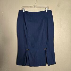 Belle Poque Retro Kickpleat + Bow Bodycon Pencil Skirt Navy XL Pinup Coquette